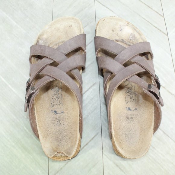 Birkenstock Yao Womens Brown Leather Buckle Slide Flat Sandals Size 9 - Picture 10 of 10